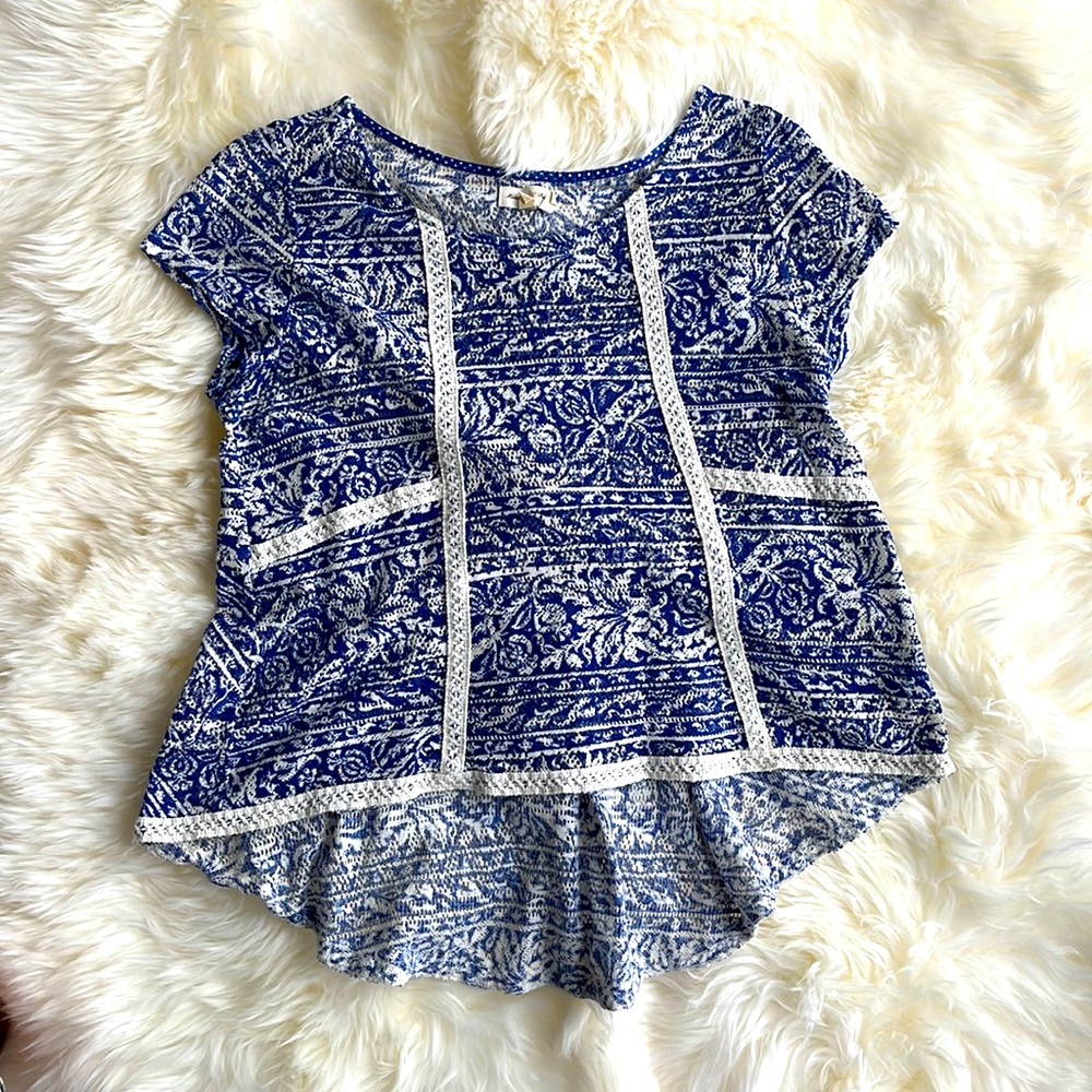 Meadow Rue hi-low semi-sheer blouse